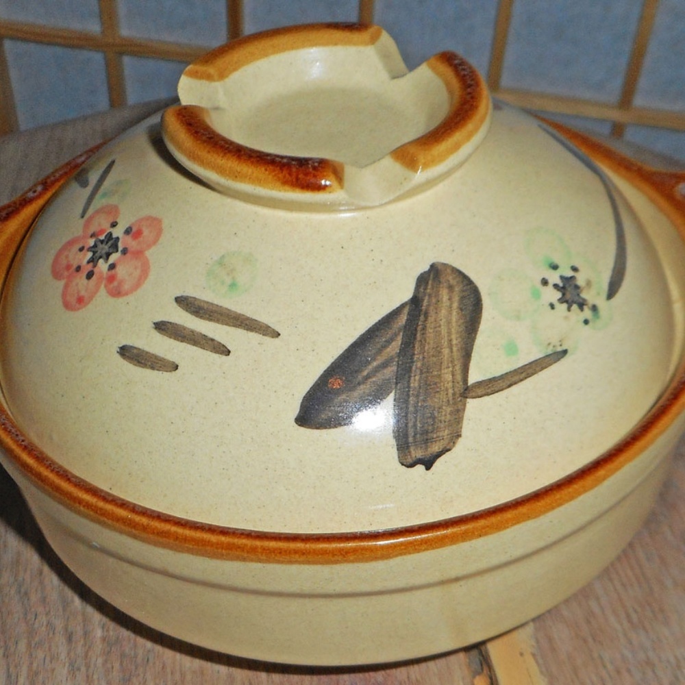 New! Covered Glazed Pottery MISO, RICE BOWL! Brown